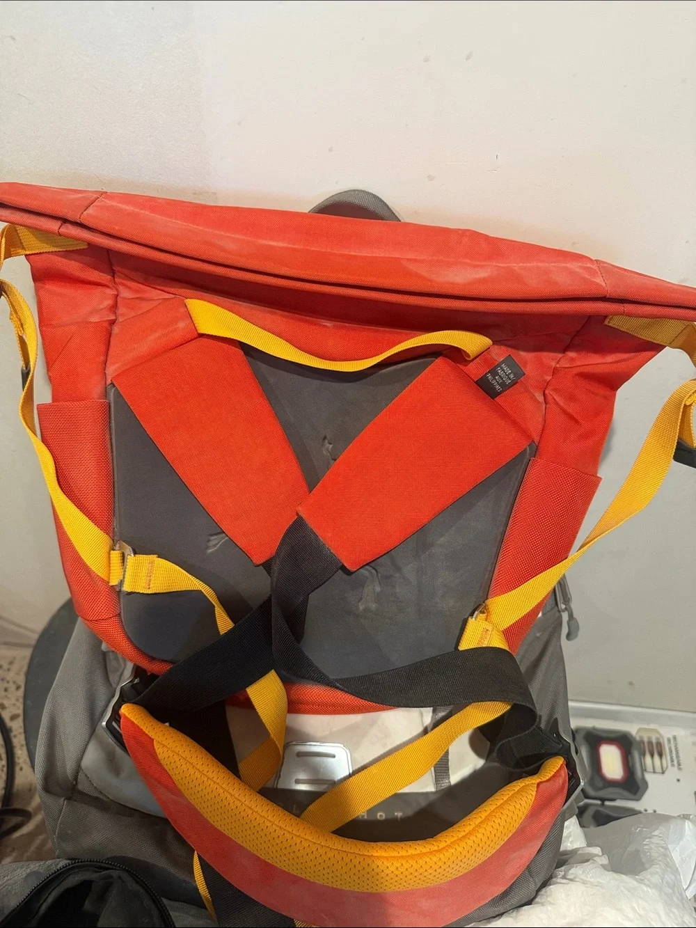 Arc'teryx Red Backpack with Yellow Accents